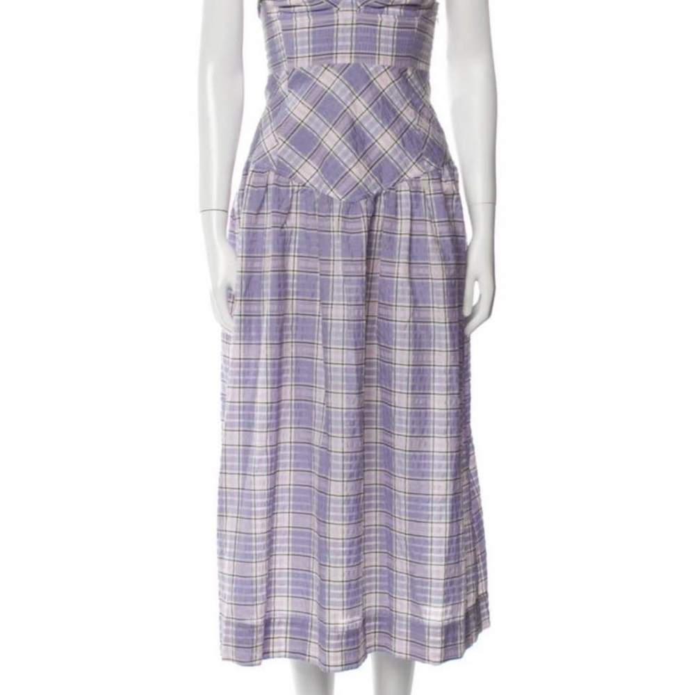 Ganni Lilac Plaid Midi Dress - Women